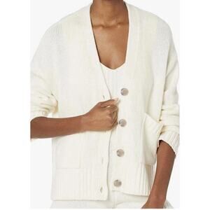 The Drop L Brigitte Cotton Blend Chunky Knit Button Cardigan Pockets Classic